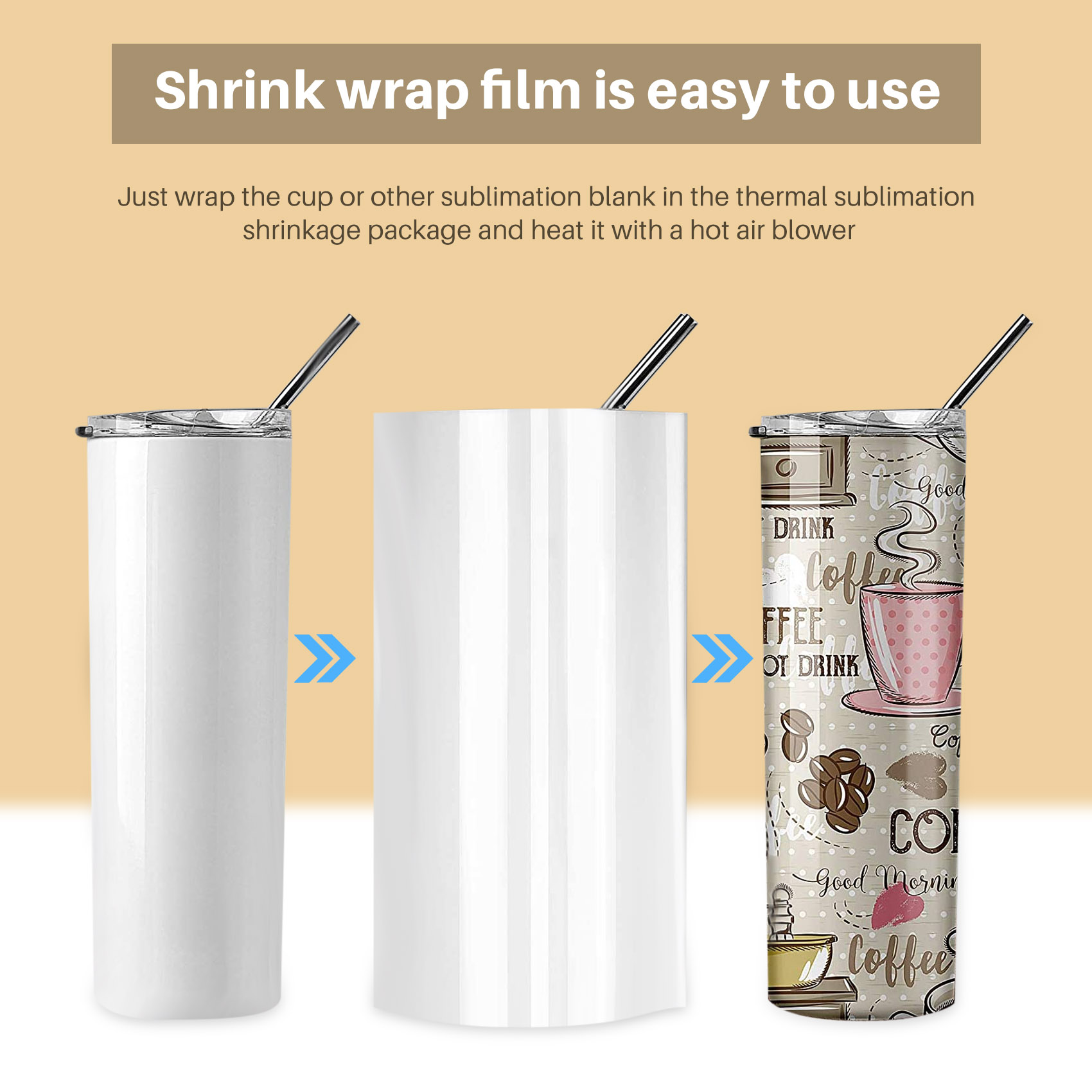 Sublimation Mug White - أغلفة حرارية قابلة للانكماش مقاس 19